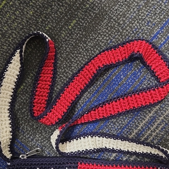 The SAK-Red/White/Blue Flag Crochet Knit Patriotic Shoulder Bag Satchel - Picture 7 of 16